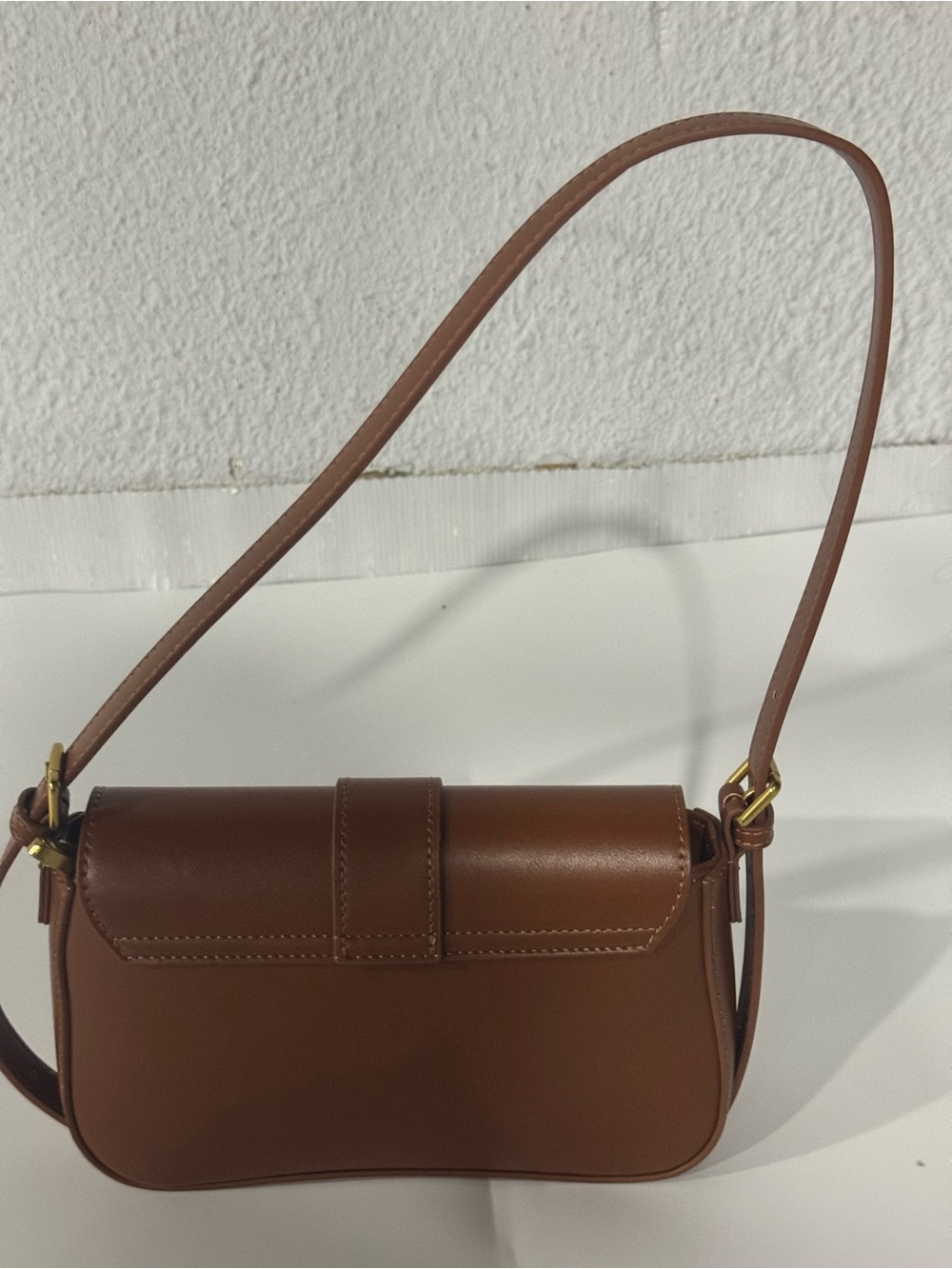 Madison West Brown Leather Shoulder Bag with Gold Hardware - Picture 3 of 3